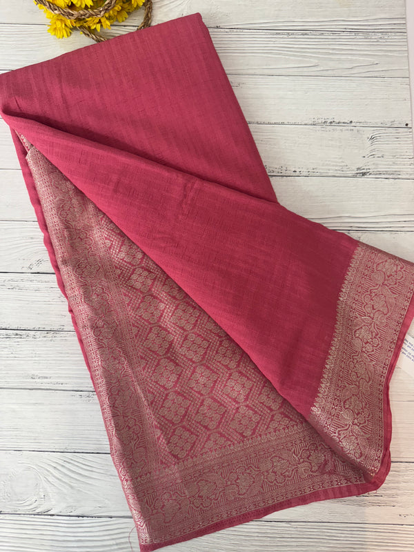 Crepe Banarasi viscose Georgette saree with brocade blouse MS953211- PeachPink