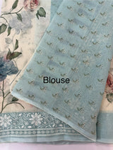 Chanderi digital printed saree with chikankari embriodery MSH171