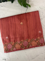 Blended tussar saree with cutwork border- MSHK695(2) DarkPeach