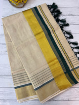 Kerala tissue saree - BottleGreen
