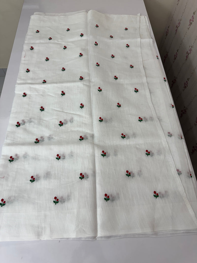 Slub cotton saree with embroidery MS2302