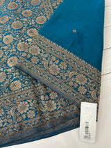Semi banarasi Crepe Chiffon saree - MS1499 TEAL BLUE