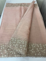 Crush tissue Organza saree with embroidery work MS14791- PastelPeach