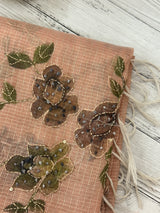 Handworked Tissue silk saree with French Knots MS7776 DuskyPeach