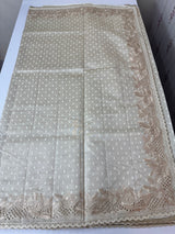 Cutwork blended tussar saree   - Cream MS5222