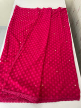 Chiffon Brasso saree with foil mirror work - MS7621 DarkPink