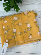 Kota Supernet embriodery saree SHSNYNM- Yellow