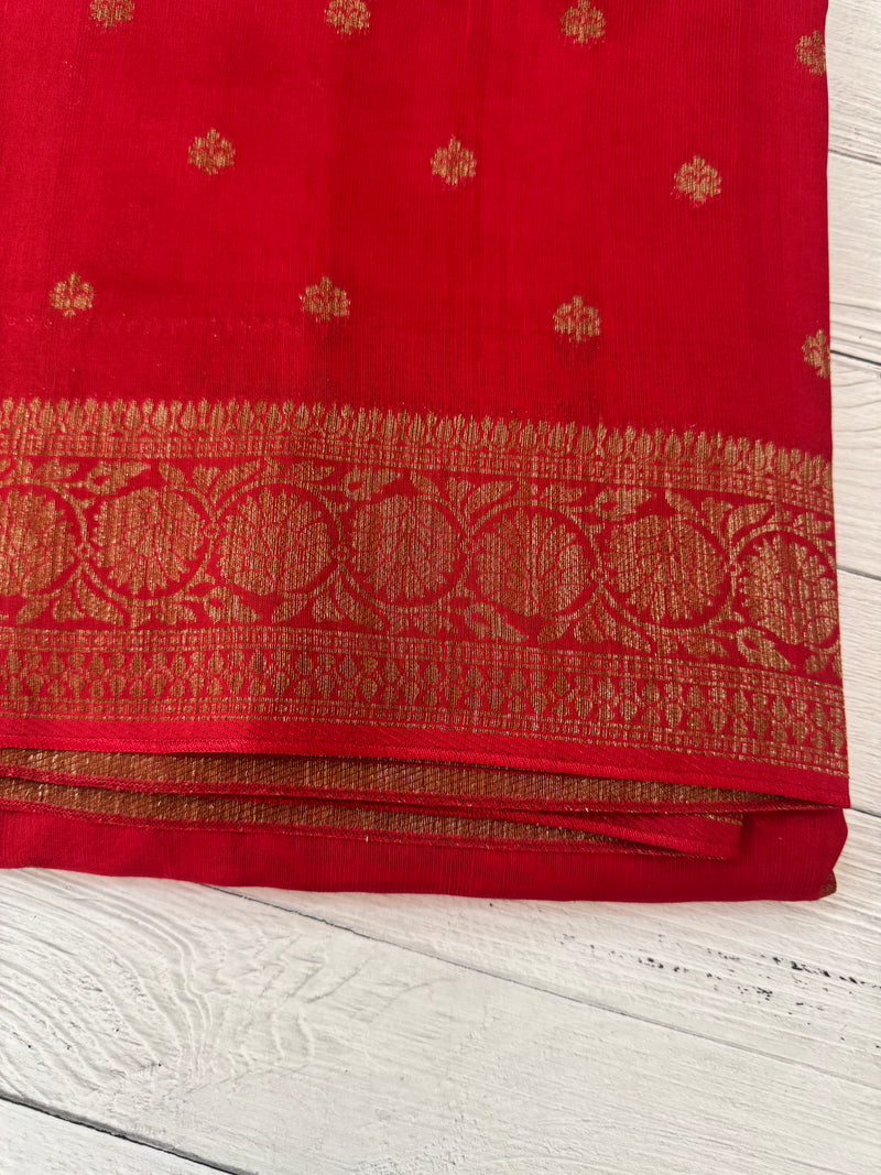 Banarasi Tussar Georgette Saree  - MS44376 Red