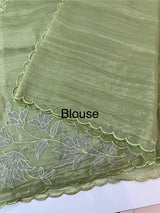 Crush Organza applique work saree MS14589