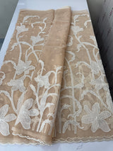 Semi organza saree with appliqué work - MSH906 PastelPeach