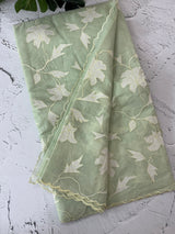 Mul chanderi applique work saree  MSH146 PastelGreen