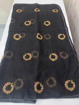 Crush chiffon saree with embroidery MCH345 Black