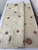 Blended soft tussar silk saree MS90543- Cream