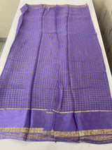 Crepe chiffon georgette saree with checks MS40097 LAVENDER