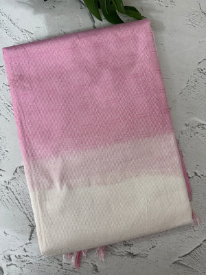 Semi tussar saree with thread work MTS1001 - OffWhite to Pink