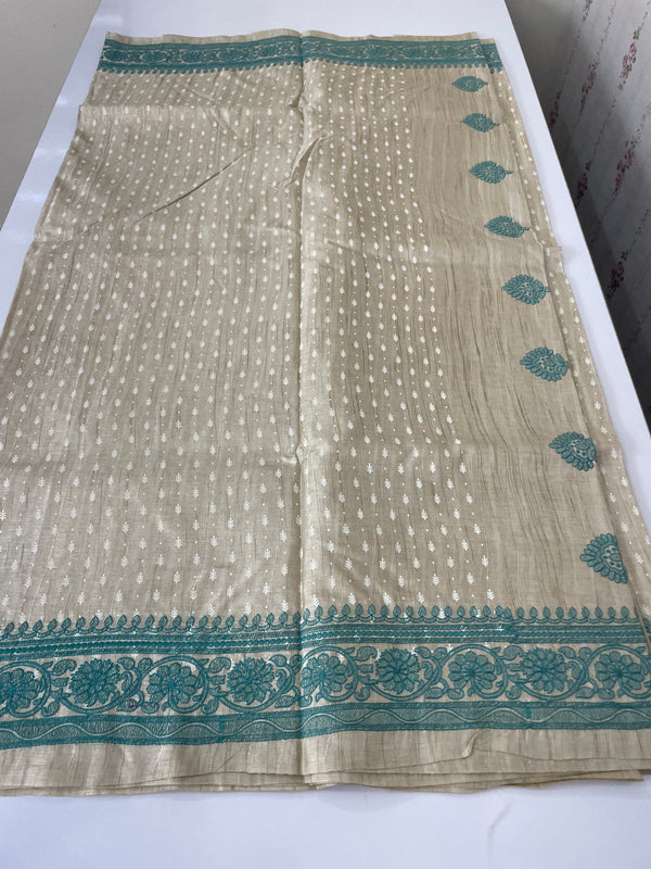 Blended tussar saree MTS608 - Beige