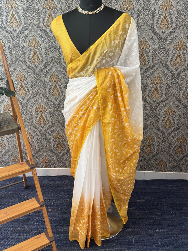 Ombre Soft kota checks saree with embroidery SVTS20