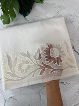 Moonga checks saree with Applique borders  MSK788 Offwhite