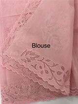 Moonga checks saree with Net Applique borders  MSH157 Pink