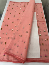 Kota checks saree with embroidery MS7679(2) Peach