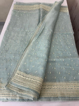 Tissue Organza saree with thread work - MS14798 PastelBlue