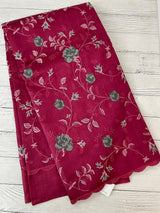Crushed Blended tussar silk saree with embroidery- MSB7666 CranBerry