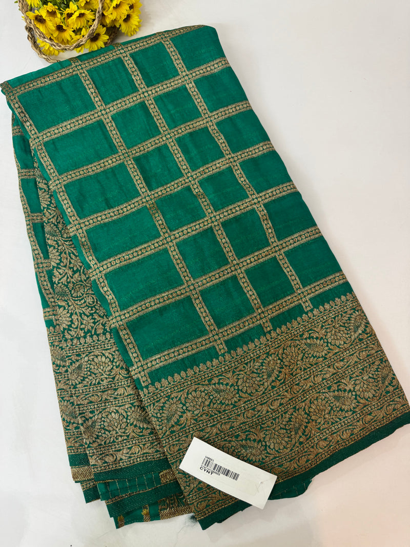 Semi banarasi Khaddi Georgette saree - MS1498 TealGreen
