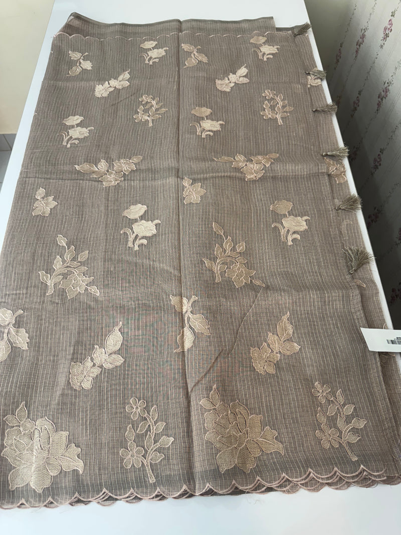 Silky kota embroidery saree  MSK890 DuskyBrown
