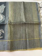 Soft silk saree with thread work and digital prints MGS5678
