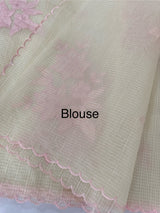 Kota Moonga checks Applique work saree  MSH273 - Cream to Pink
