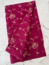 Soft kota checks saree with embroidery MSK2158- MagentaPink