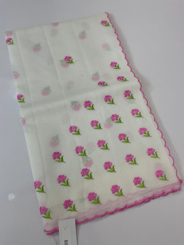 NetkKota saree with embroidery MS6868- Pink