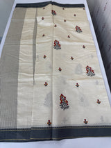 Blended tussar silk saree with embroidery- MSH490