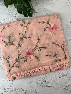 Silky kota saree with embriodery MS16426 PastelPeach