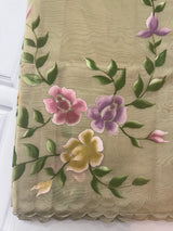 Handpainted soft organza saree SSKW18- Oyster