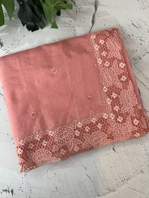 Soft Silky kota saree with cutwork borders  MSH132 (2) Peach