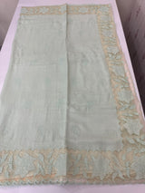 Soft Pashmina saree with organza Applique borders MSH251 - PastelAqua