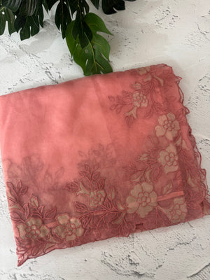 Semi Organza saree with applique borders - MCW799