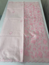 Moonga Kota checks saree with applique woek MMC457 - PastelPeachPink