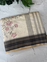 Blended tussar silk saree with embroidery- MSH490