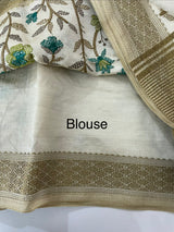 Blended tussar silk saree with embroidery- MSH490