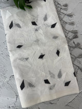 Kota Moonga checks saree with thread work MSH294 - White to Black