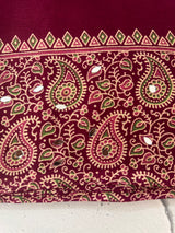 Semi modal silk saree with mirror work - MMB502 Wine
