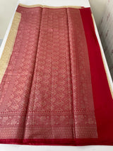 Semi Banarasi crepe saree with small buttas and brocade blouse- MS14667