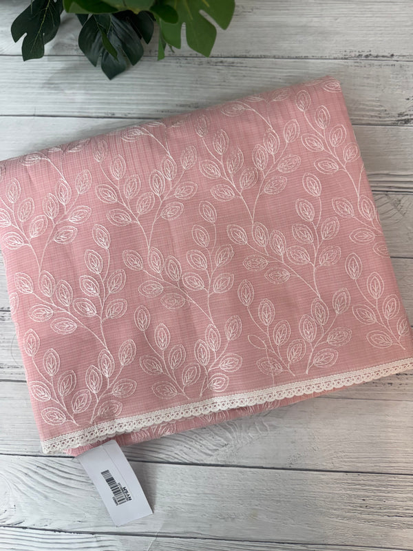 Kota cotton silk embriodery saree MS1455- Pastel PeachPink