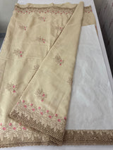 Soft crepe tussar silk saree with embroidery and cutwork MSH207