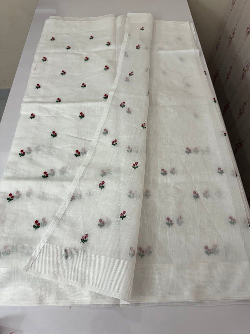 Slub cotton saree with embroidery MS2302