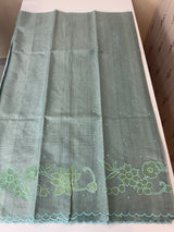 Soft tissue kota checks saree with applique work - MSH5407 Pastel DuskyBlue