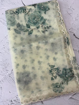 Handworked Glass organza saree with digital prints- MOS987