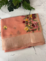 Soft Tissue linen Silk embriodery saree MS49876